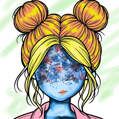 realistic girl with buns on the top of her hair