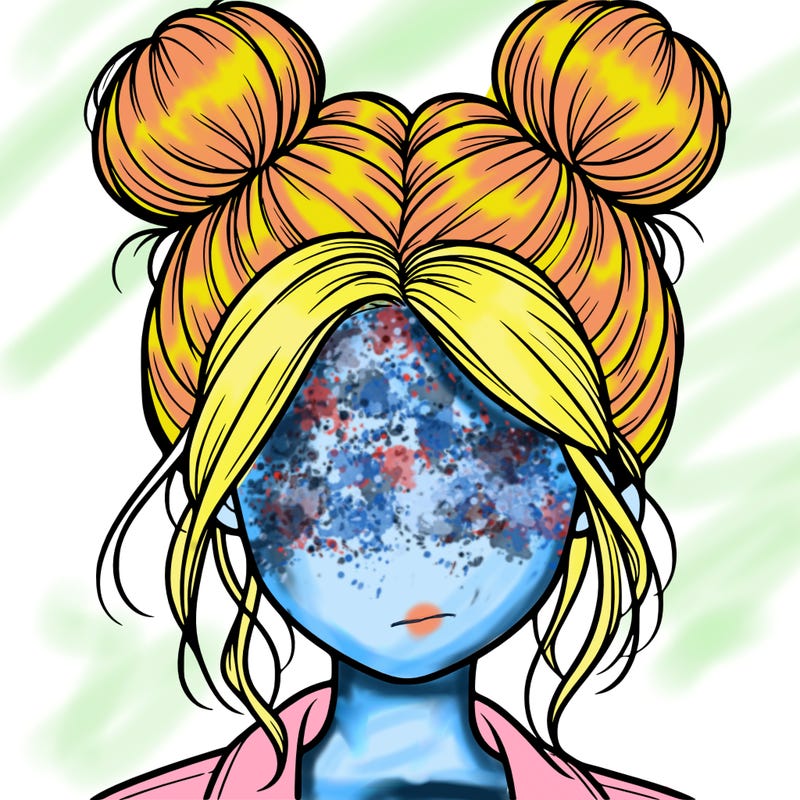 realistic girl with buns on the top of her hair