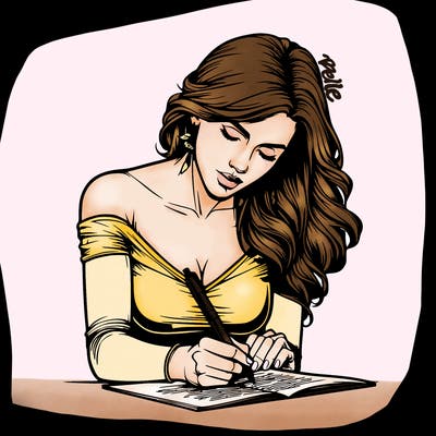 realistic female writing poetry