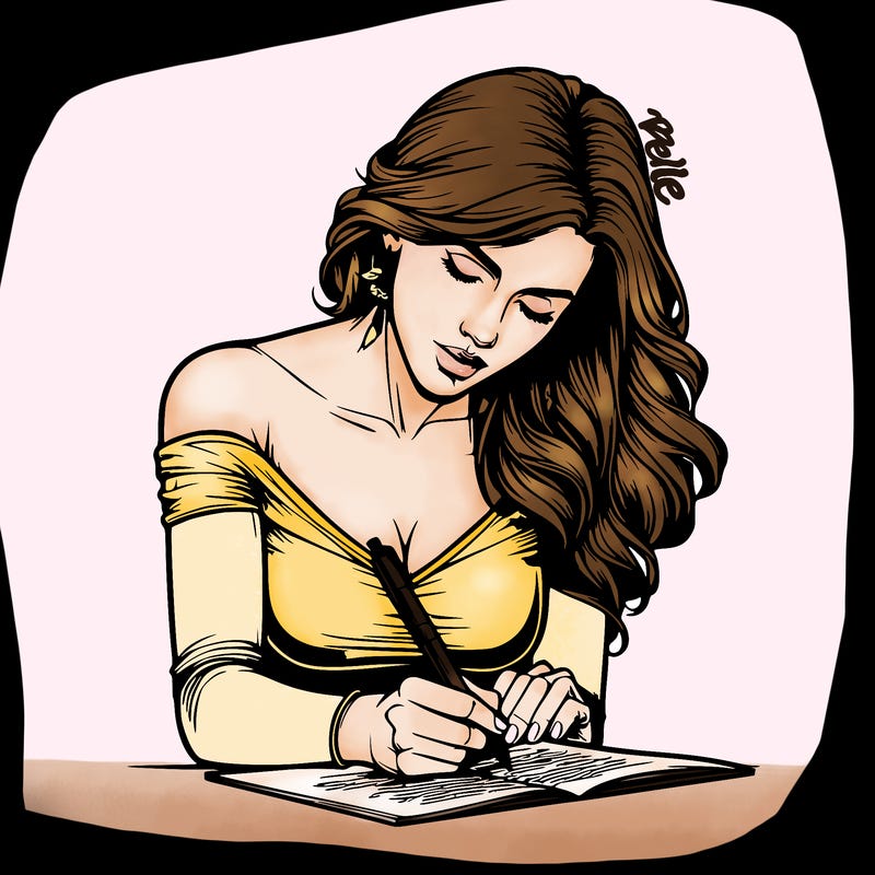 realistic female writing poetry