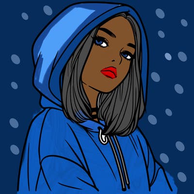 a realistic girl in a hoodie