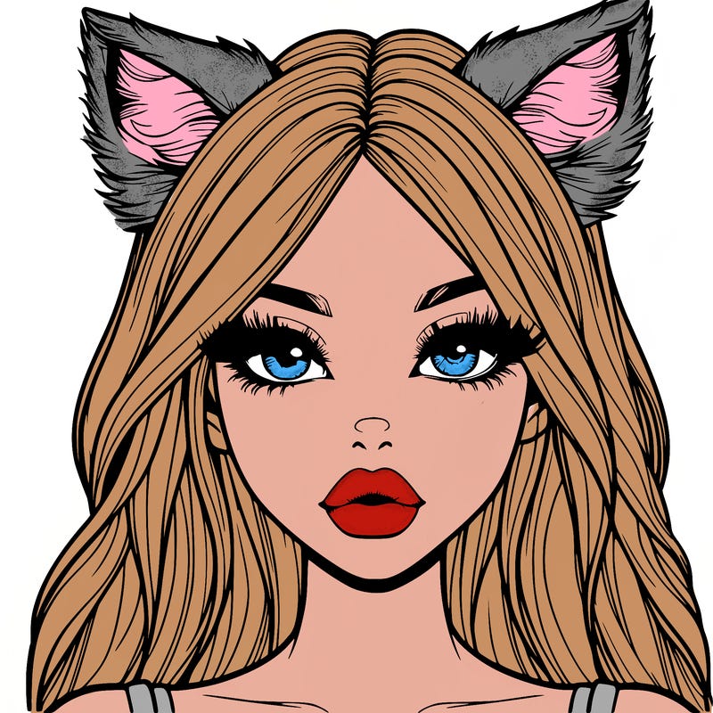 realistic girl with fox ears and realistic lips