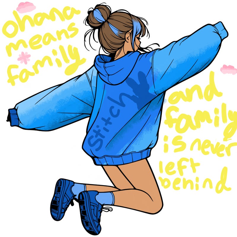 realistic girl jumping with a bun and oversized sweatshirt