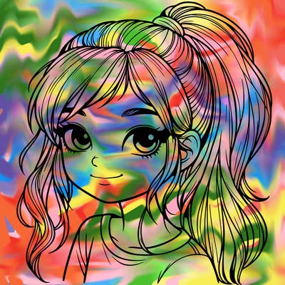 realistic girl with ponytail