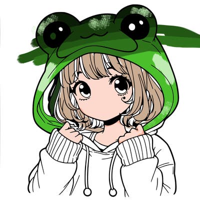 a cute teenage girl wearing a frog hoodie