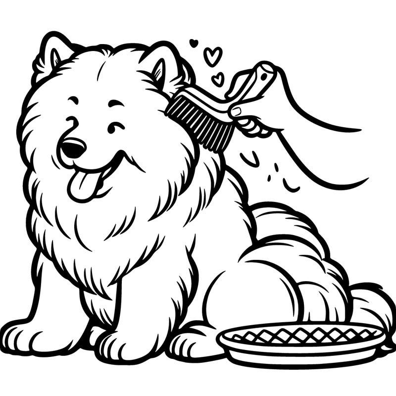 samoyed getting groomed