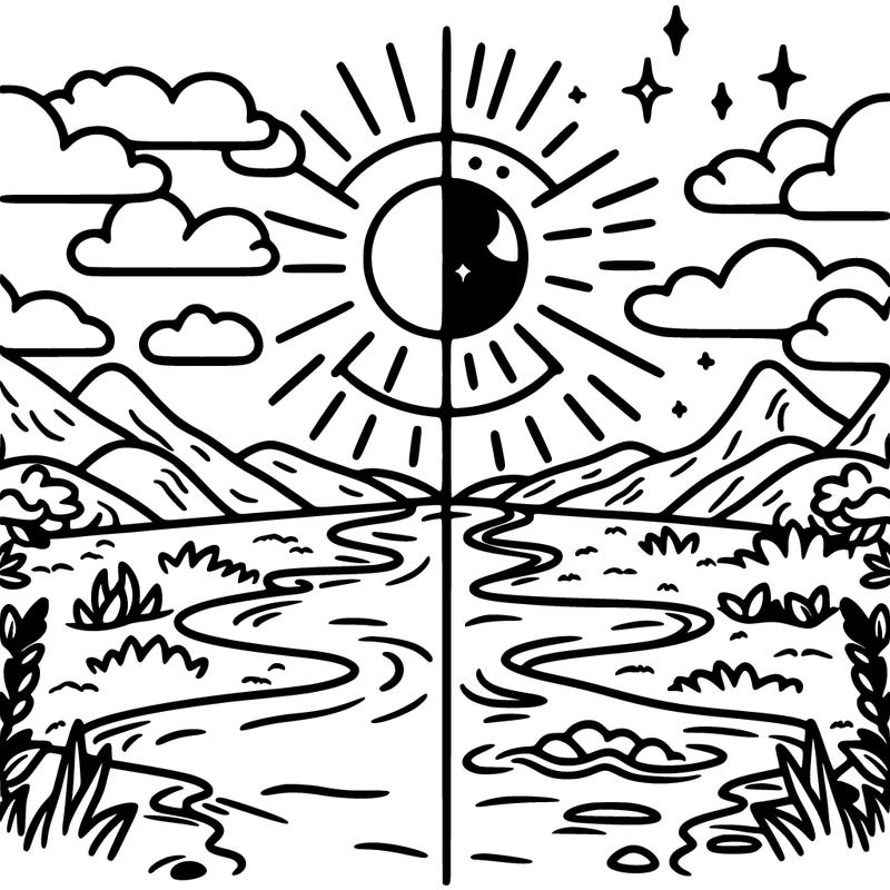 river split with one side day and one side night