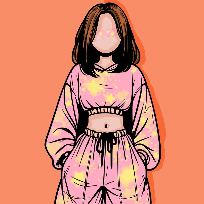 realistic girl faceless with baggy pants and a crop top