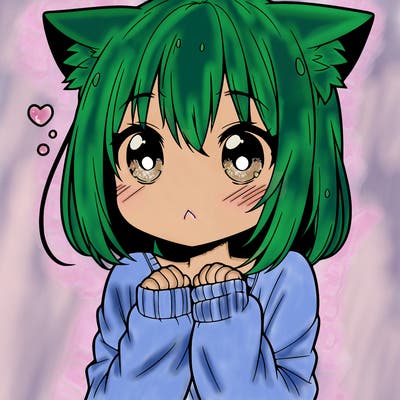 shy anime catgirl