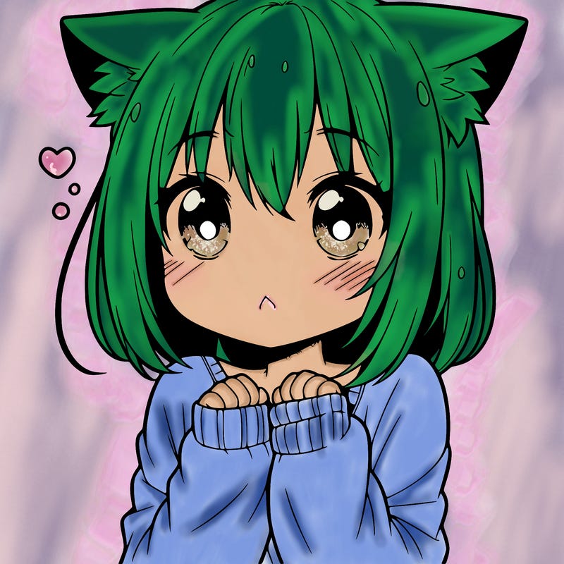 shy anime catgirl