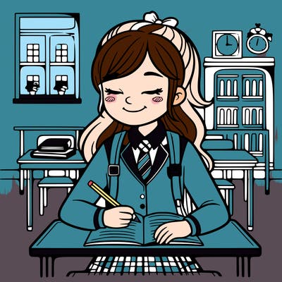 girl in a school uniform at school