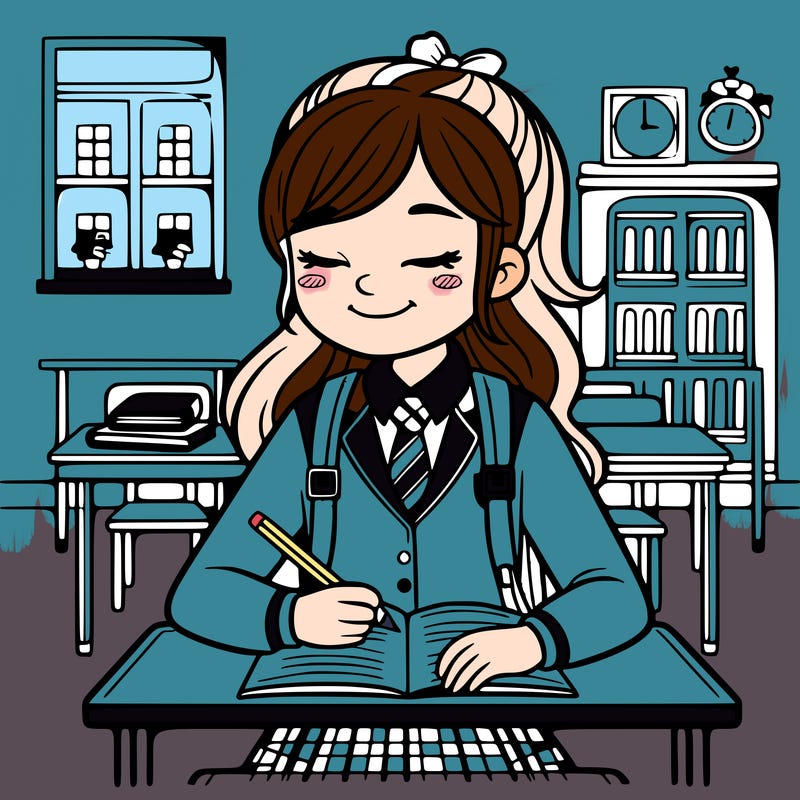 girl in a school uniform at school