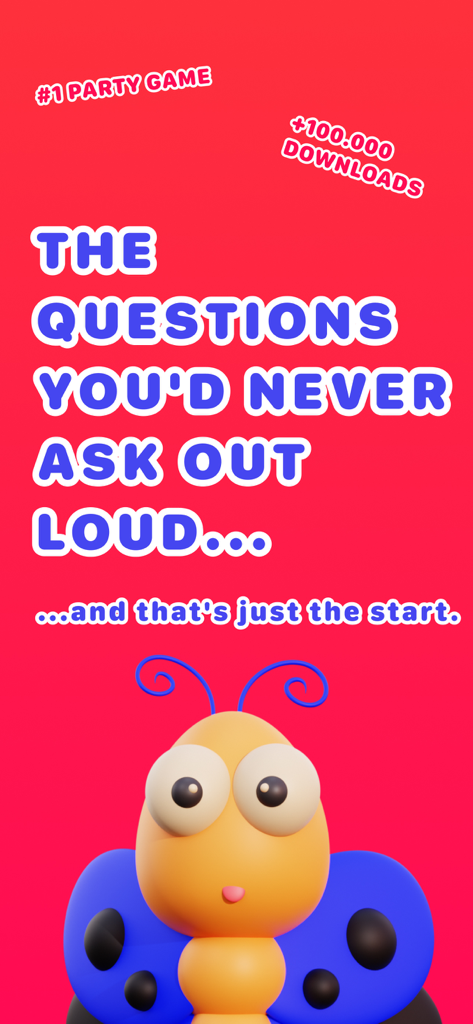 Goofer party game introduction screen with a cute cartoon character mascot