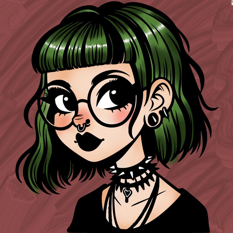 gothic girl with a mullet and glasses