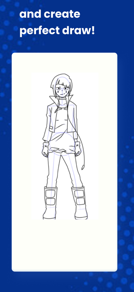 How to Draw Anime by Steps - Un boceto lineal en blanco y negro de un personaje de anime para un tutorial de dibujo.