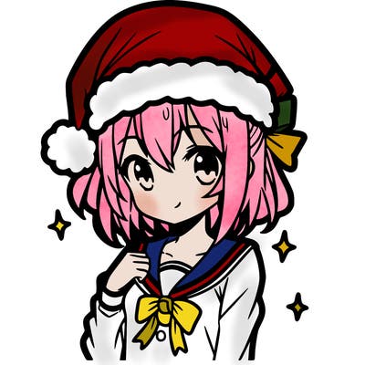 anime girl wearing a santa hat