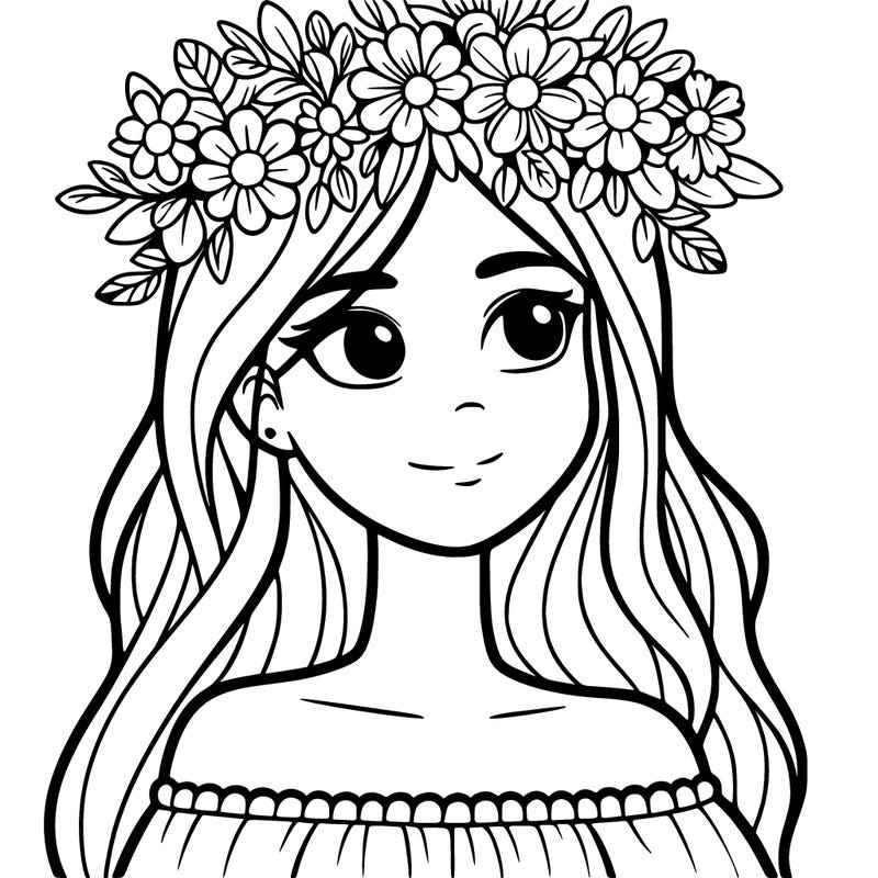 woman with flowers crown