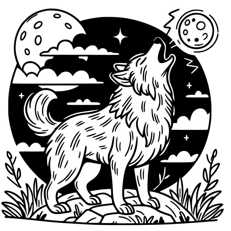 wolf howling at the moon