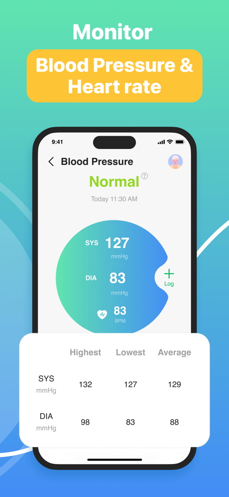 MyHeartPal-Blood Pressure App - MyHeartPal app showing blood pressure and heart rate monitor results