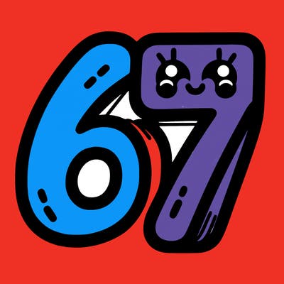 the numbers 67