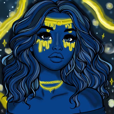 realistic girl with wavy hair and lips