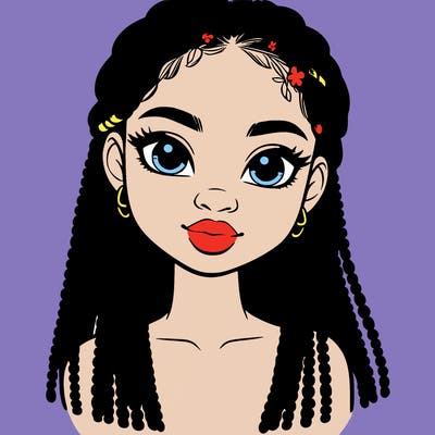 a realistic black girl with braids