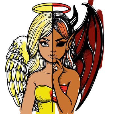 realistic angel half demon