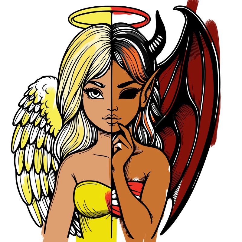 realistic angel half demon