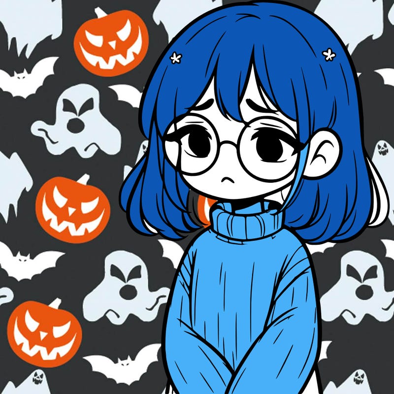 sad girl with glasses in a sweater
