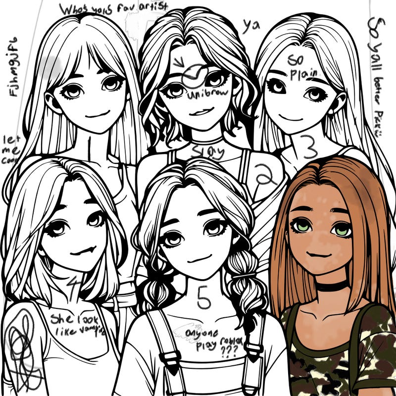 a group of girls realistic