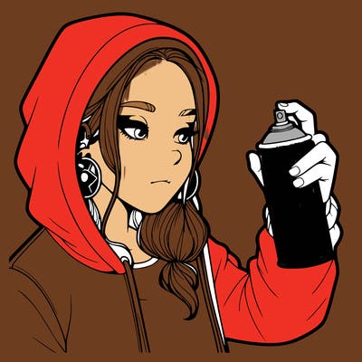 a realistic girl, spray painting