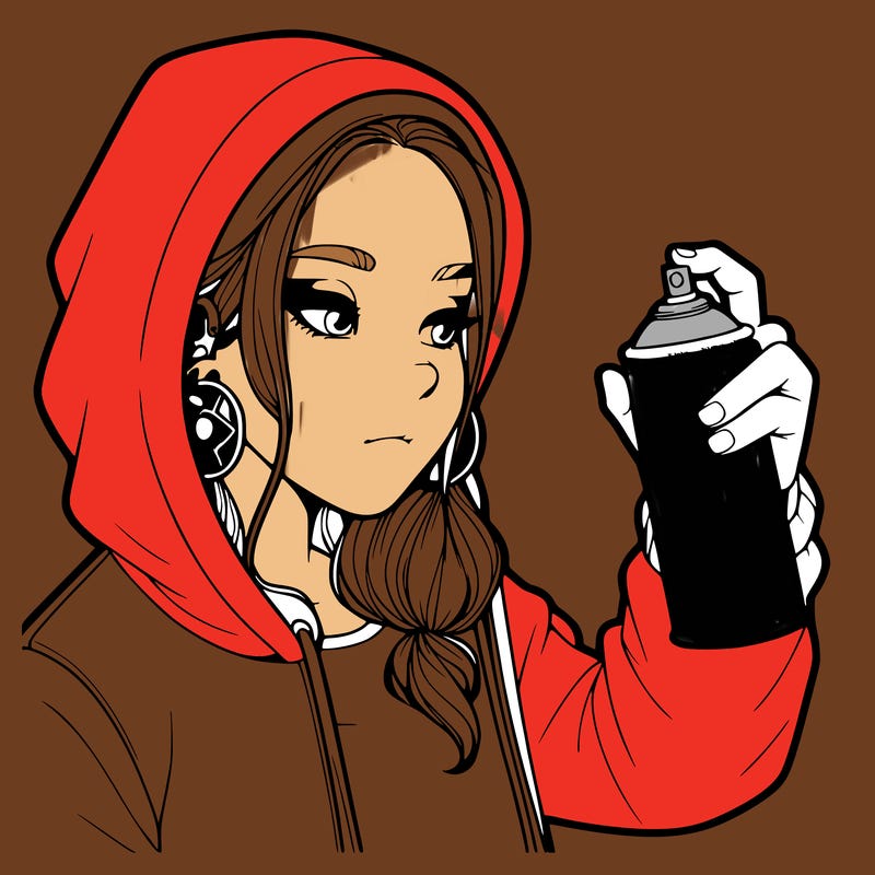 a realistic girl, spray painting