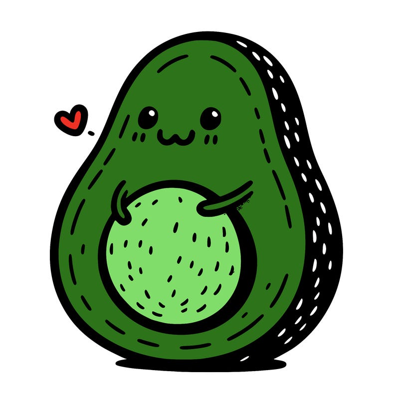 an avocado hugging an avocado