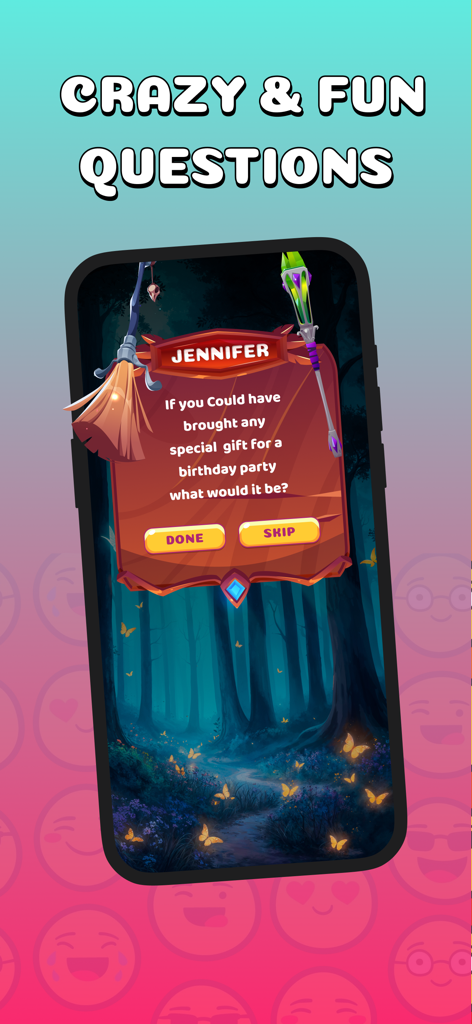 Truth Or Dare app screen displaying a fun party game question for players