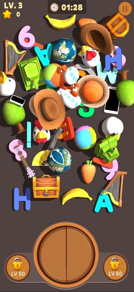 Match 3D Master-Matching Games - Gameplay of Match 3D Master showing various 3D items to match