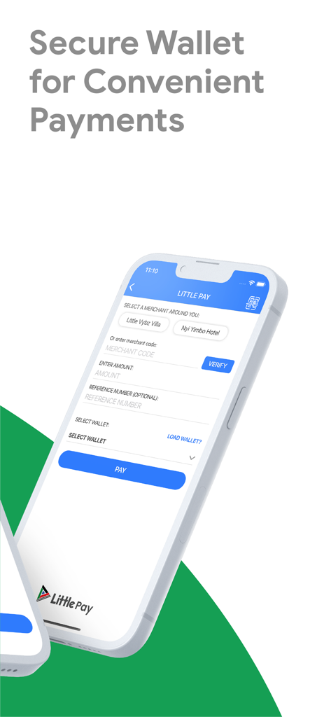 Little Ride - Smartphone screen displaying the Little Pay secure wallet interface for convenient payments in the Little Ride app