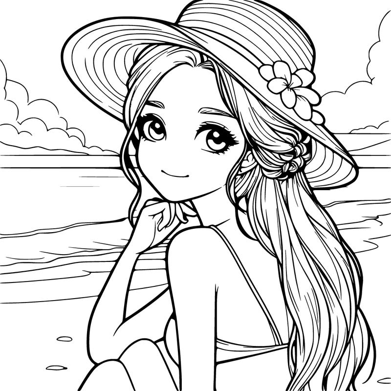 realistic girl at the beach