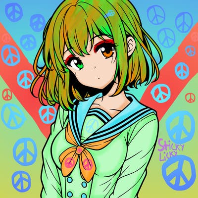 pretty anime girl wearing a school uniform