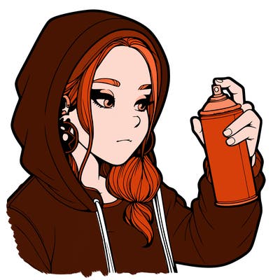 a realistic girl, spray painting