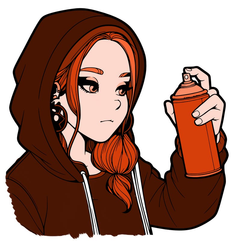 a realistic girl, spray painting