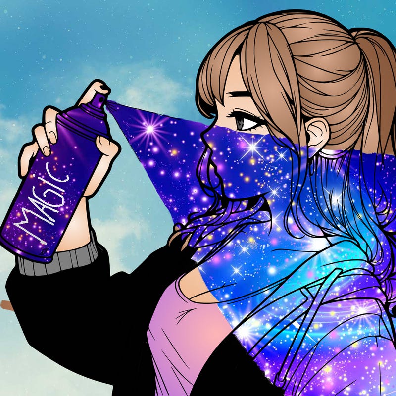 a realistic girl spray, painting