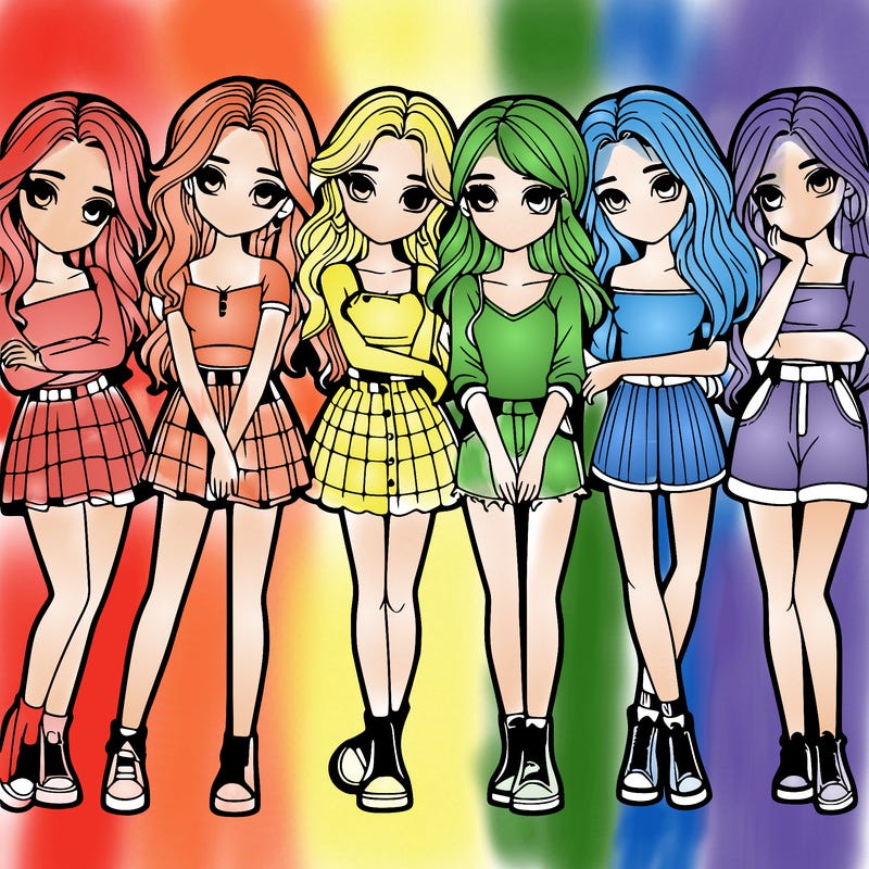 a group of girls realistic