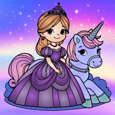 princess with a pet unicorn