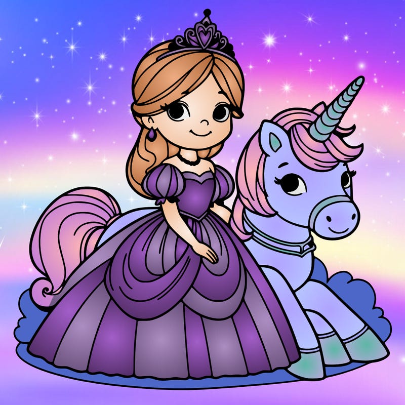 princess with a pet unicorn