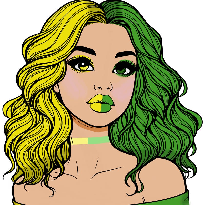 realistic girl with wavy hair and lips