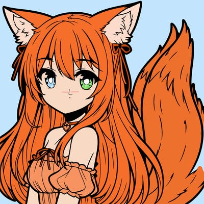 anime girl with fox tail and ears