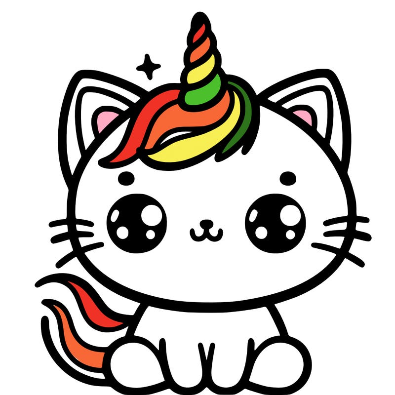 kitty whith a unicorn horn on right side
