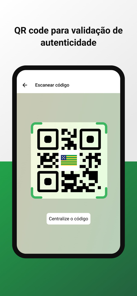 Leitor de código QR de identidade digital para validação de autenticidade