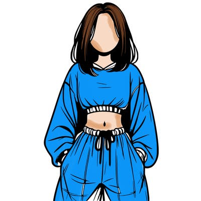 realistic girl faceless with baggy pants and a crop top