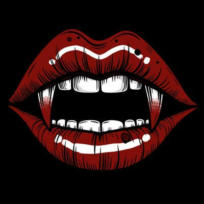 lips with vampire teeth